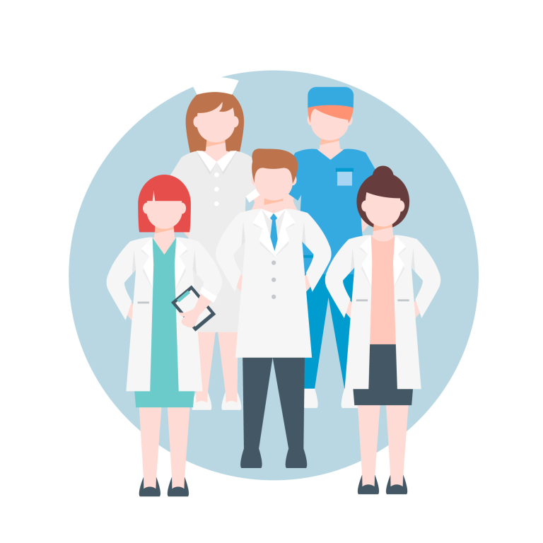 Graphic illustration of a team of healthcare workers