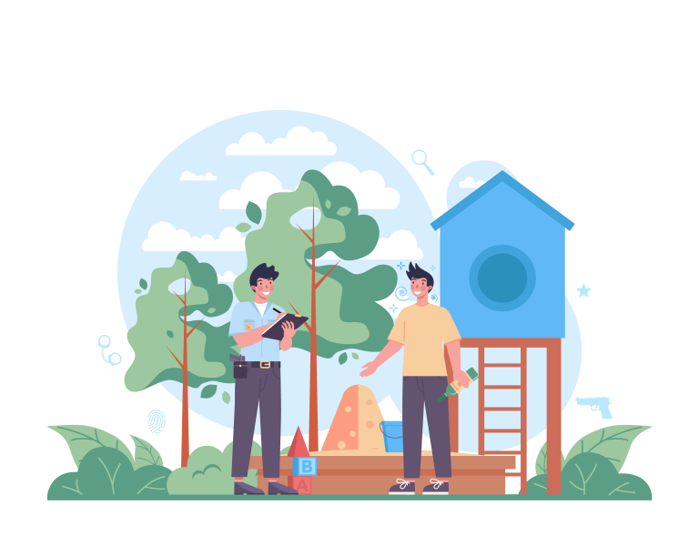 Graphic illustration of two people outdoors